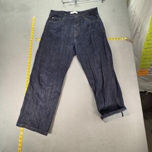 Beslow Jeans Mens Selvedge Blue Baggy Wide Leg Relaxed Loose Hip Hop Fits 34x28